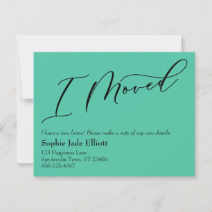 Simple Biscay Green I Moved New Address Card
