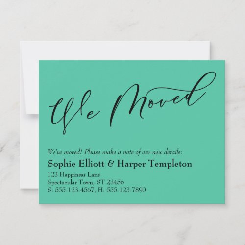 Simple Biscay Green We Moved New Address Card