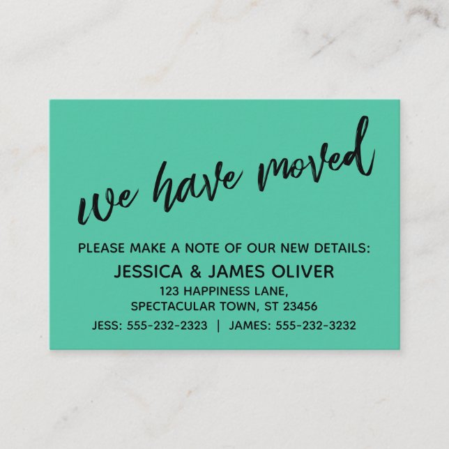 Simple Biscay Green We've Moved Handout Card (Front)