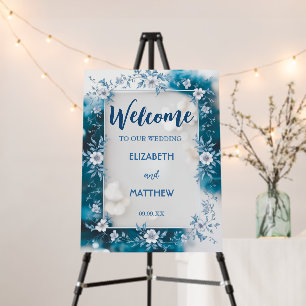 Simple Biue & White Overlay Flowers wedding Foam Board