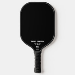 Simple Black 2 Lines Custom Text Name Monogram Pickleball Paddle