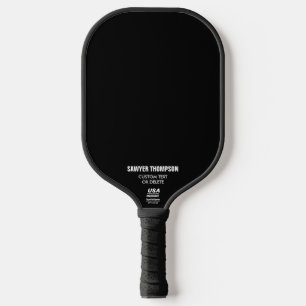 Simple Black 2 Lines Custom Text Name Monogram  Pickleball Paddle
