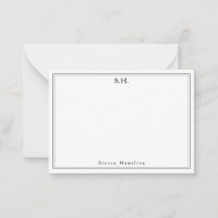 Simple Black 2 Monogram Name Minimalist Border