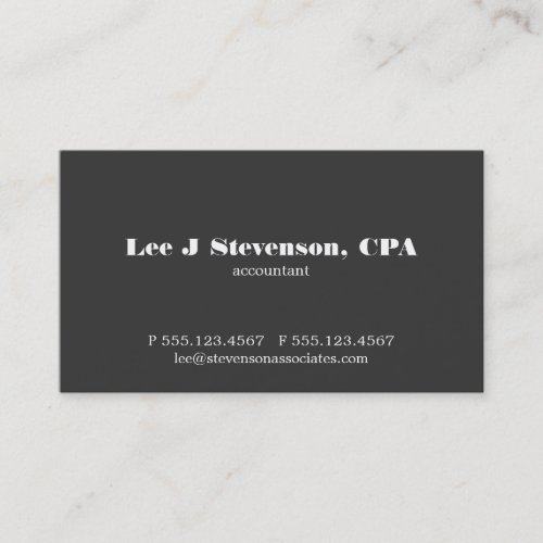 Simple Black Accountant CPA Business Card