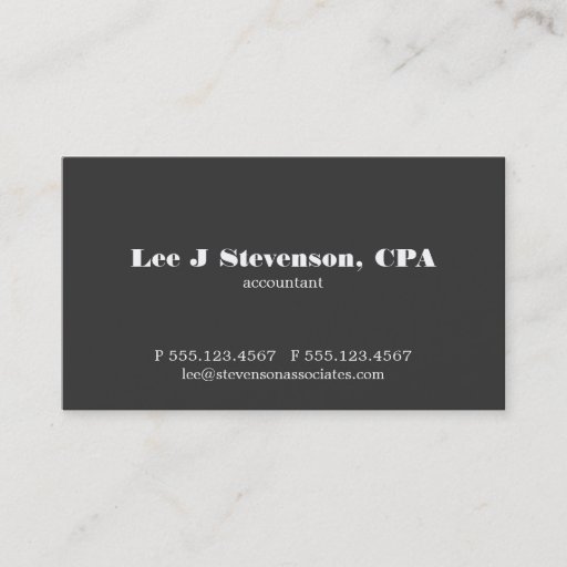 Customizable Simple Black Accountant CPA Business Card