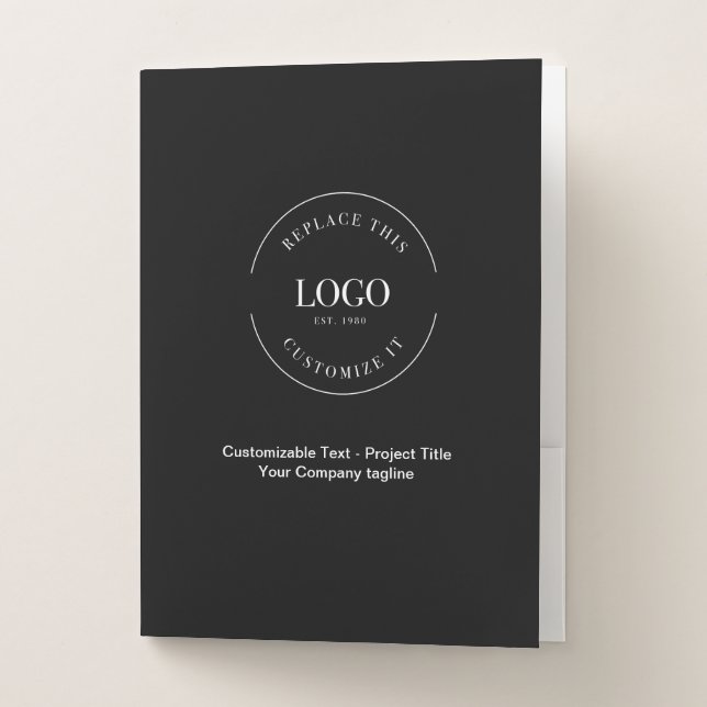 Simple black Add logo text here template  Pocket Folder (Front)