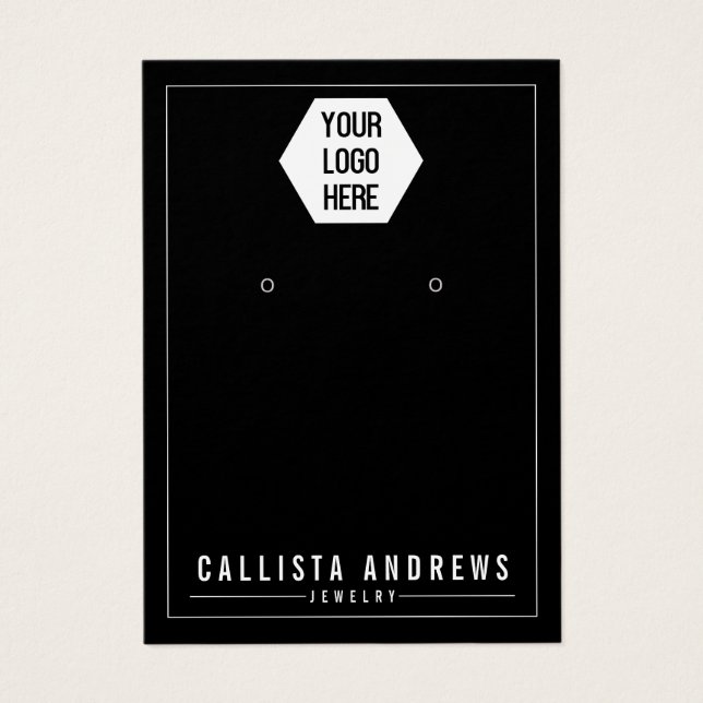 Simple Black Add Your Logo Earring Display Card (Front)