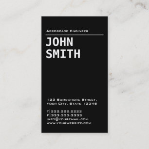 Simple Black Aerospace Engineer Business Card