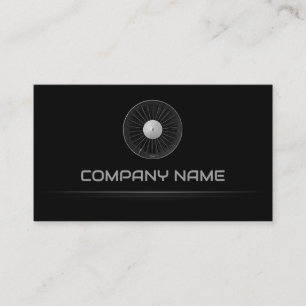 Simple Black Airplane Engine Airport Operations Business Card