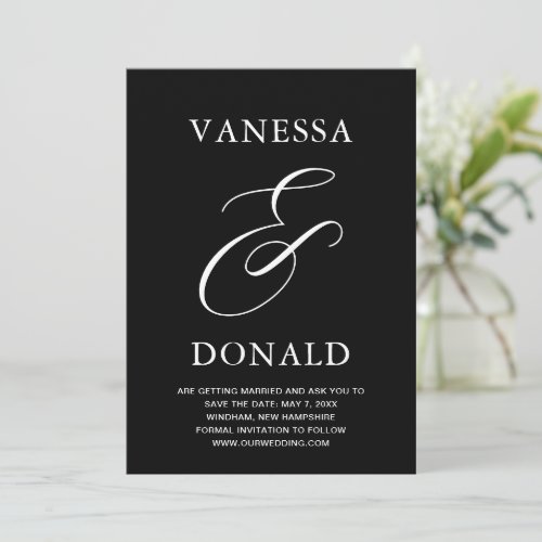 Simple Black Ampersand Minimal Modern Wedding Save The Date