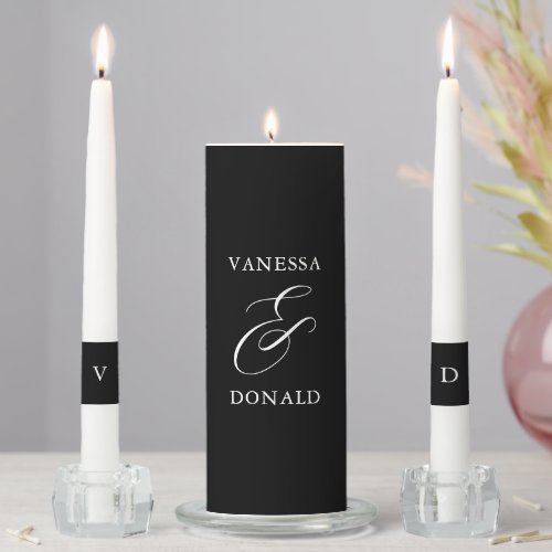 Simple Black Ampersand Minimal Modern Wedding Unity Candle Set