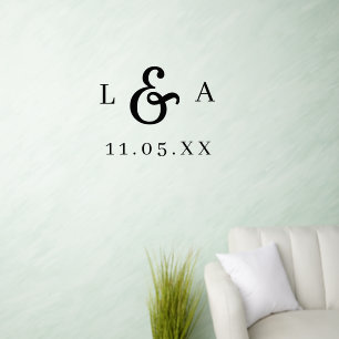 Simple Black Ampersand Wedding Monogram Wall Decal
