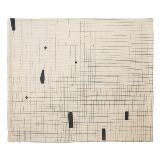 Simple Black and Beige Japandi Duvet Cover (Front)