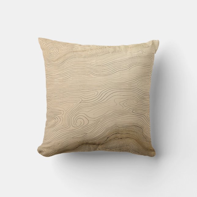 Simple Black and Beige Japandi Throw Pillow (Front)