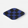 Simple Black and Blue Check Pattern Paper Plates | Zazzle