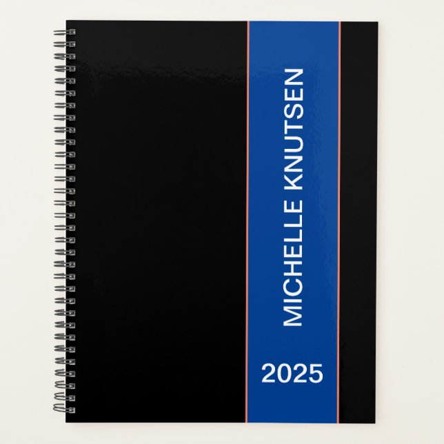 Simple Black and Blue Personalized  Planner 2025   (Front)