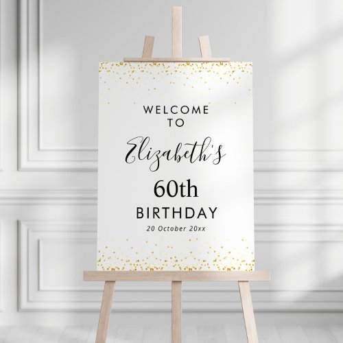 simple black and gold birthday party welcome sign