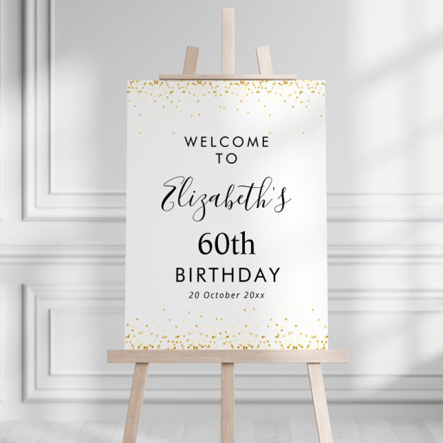 simple black and gold birthday party welcome sign (Creator Uploaded)