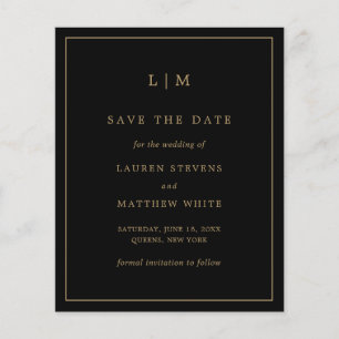 Simple Black and Gold Budget Wedding Save the Date