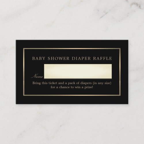Simple Black and Gold Diaper Raffle Ticket Enclosure Card