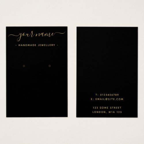 Simple black and gold earring display card