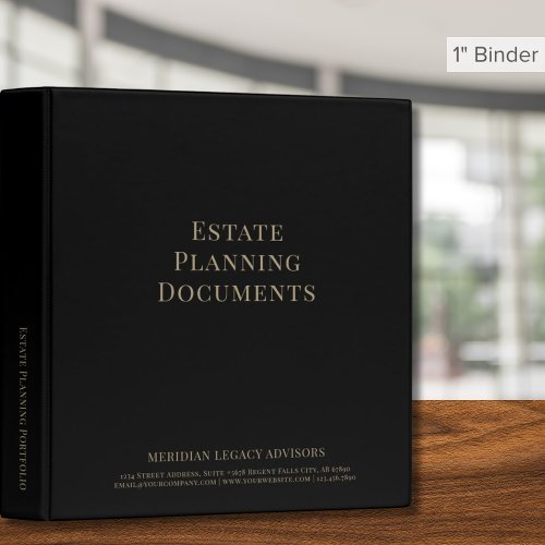 Simple Black and Gold Estate Planning 3 Ring Binder