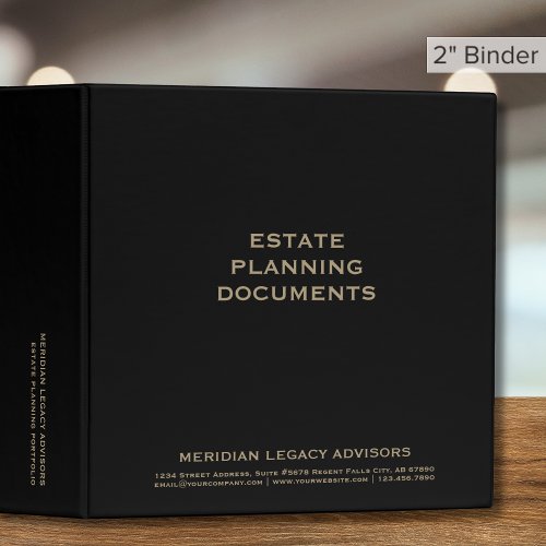 Simple Black and Gold Estate Planning Binder