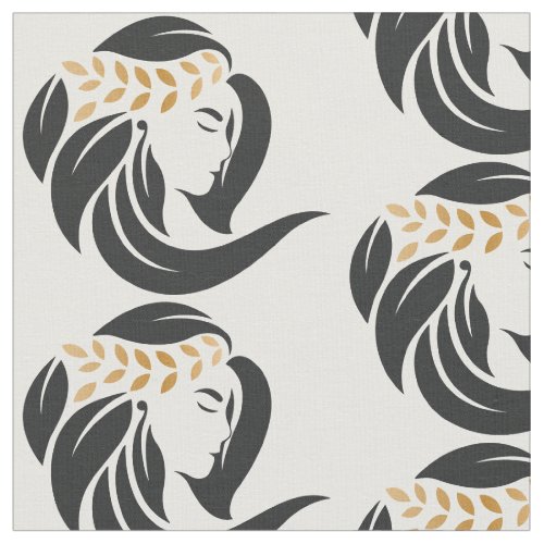 Custom Fabric 7 Simple Black And Gold Hair Salon Logo Hair Stylist Fabric