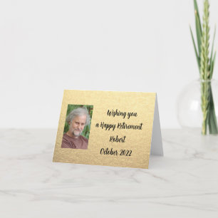 Simple Black and Gold Happy Retirement Wishes Card