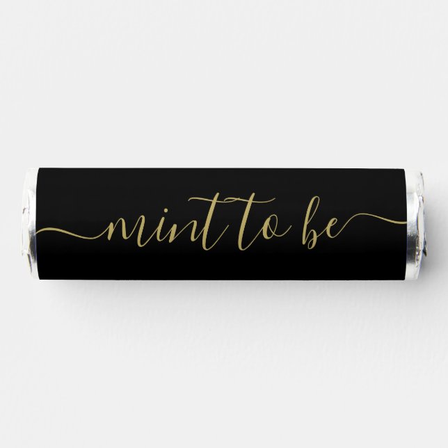 Simple Black and Gold "Mint to Be" Favor Label (Front)