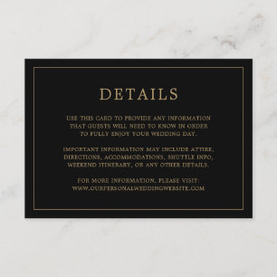 Simple Black and Gold Monogram Elegant Wedding Enclosure Card