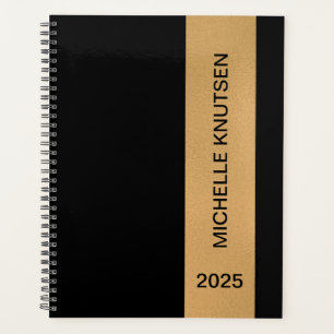 Simple Black and Gold Personalized Planner 2025
