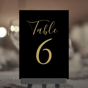 Simple Black And Gold Script Table Number