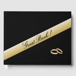 Simple Black and Gold Wedding Guest Book