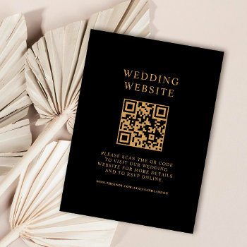 Simple Black And Gold Wedding Qr Code Enclosure Card by Orabella at Zazzle