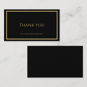 Simple Black and Gold wedding thank you card