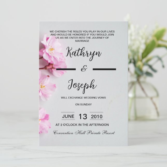 Simple Black and Gray Minimalist Wedding Invitation (Standing Front)