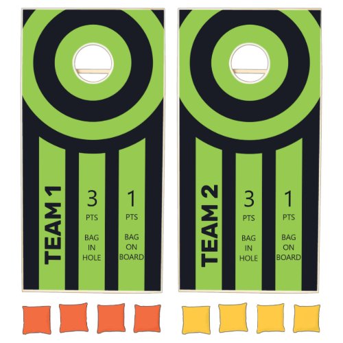 Simple Black And Green Line Graphic Team  Points Cornhole Set
