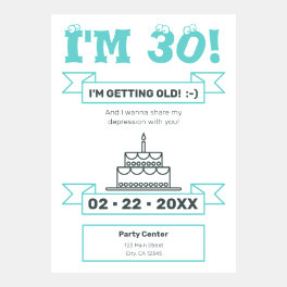 Simple Black and Green Linear 30th Birthday Invite