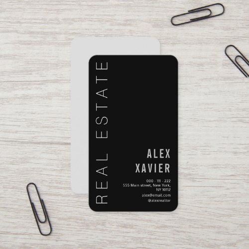 simple black and grey real estate business card
