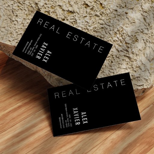 Customizable simple black and grey real estate business card
