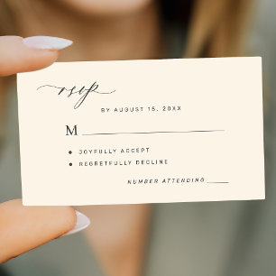 Simple black and ivory wedding RSVP Enclosure Card