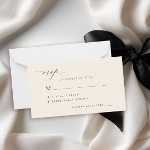 Simple black and ivory wedding RSVP Note Card