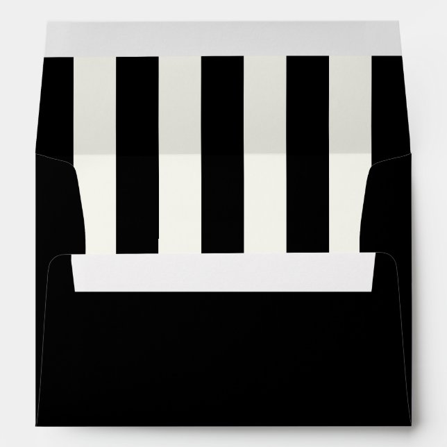 Simple Black and Off-White Ecru Stripes Pattern Envelope (Back (Bottom))