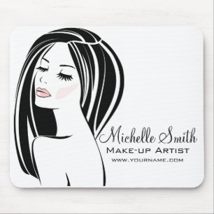 Simple Black and Pink Woman Face Beauty Salon Mouse Pad