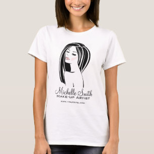 Simple Black and Pink Woman Face Beauty Salon  T-Shirt