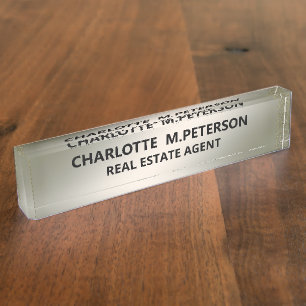 Simple Black And Silver Professional Desk Name Plate