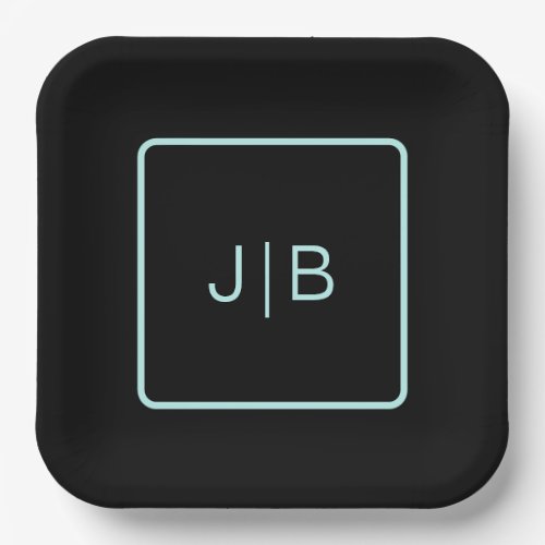 Simple black and teal customizable  paper plates