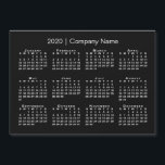 Simple Black and White 2020 Calendar Company Name<br><div class="desc">Simple professional magnetic card features a white 2020 calendar superimposed over a black background. Add your company's name in the sidebar. If you'd like a different color background to match the color of your business brand, tap "Click to customize further" and "Select a background color" in the sidebar. Click "Done"...</div>