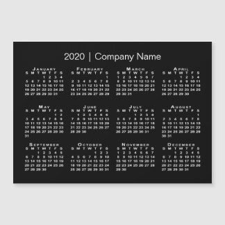 Simple Black and White 2020 Calendar Company Name